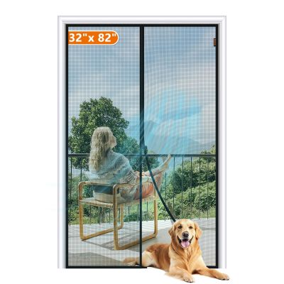 MAGZO Magnetic Screen Door Fits Door Size 32"x82", Hands-Free Mesh Gray