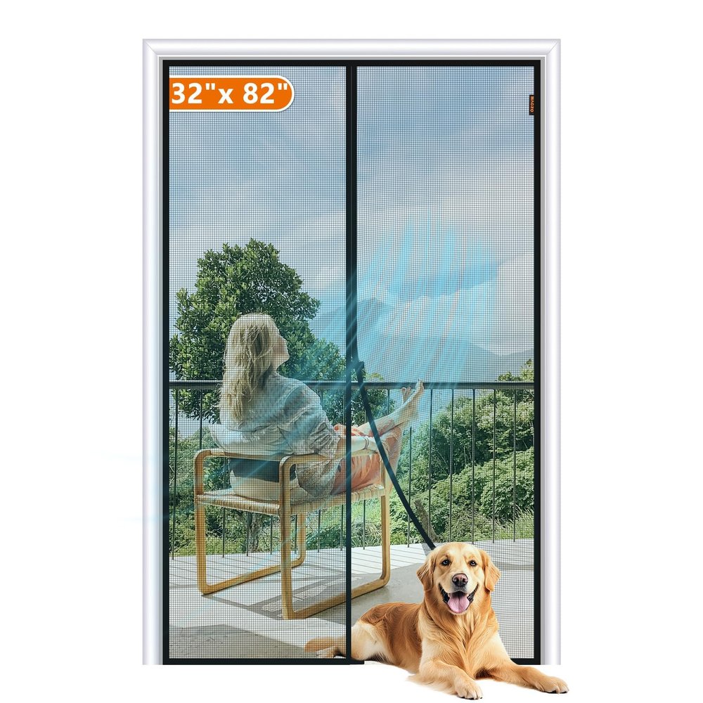 MAGZO Magnetic Screen Door Fits Door Size 32"x82", Hands-Free Mesh Gray