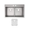 Elkay Crosstown ECTSRA33229TBG2 Equal Double Bowl Dual Mount Stainless Steel Kitchen Sink Kit with Aqua Divide view 1