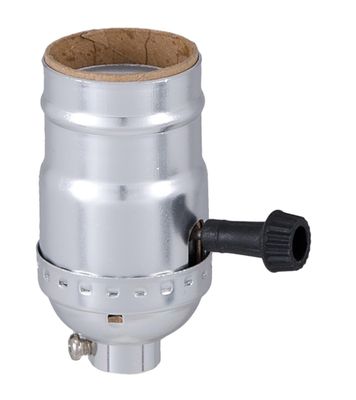 B&P Lamp Turn-Knob (On-Off) Medium Base Lamp Socket with Nickel Finish