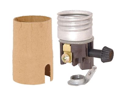 B&P Lamp On/Off Med. Base Socket Interior with 1/8F Threaded Connector and Paper Insulator