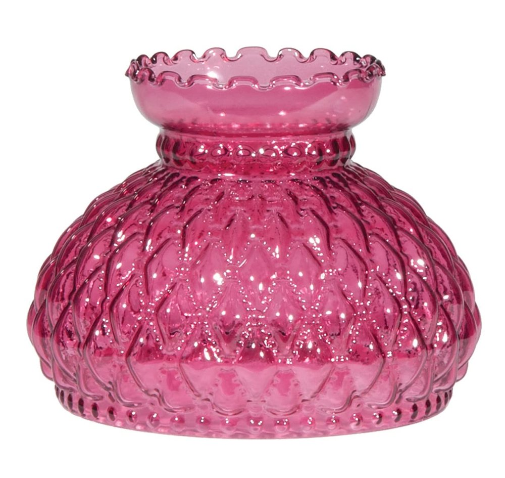 B&P Lamp 7" Diamond Quilted Pattern Cranberry Color Student Glass Shade with Crimped Top