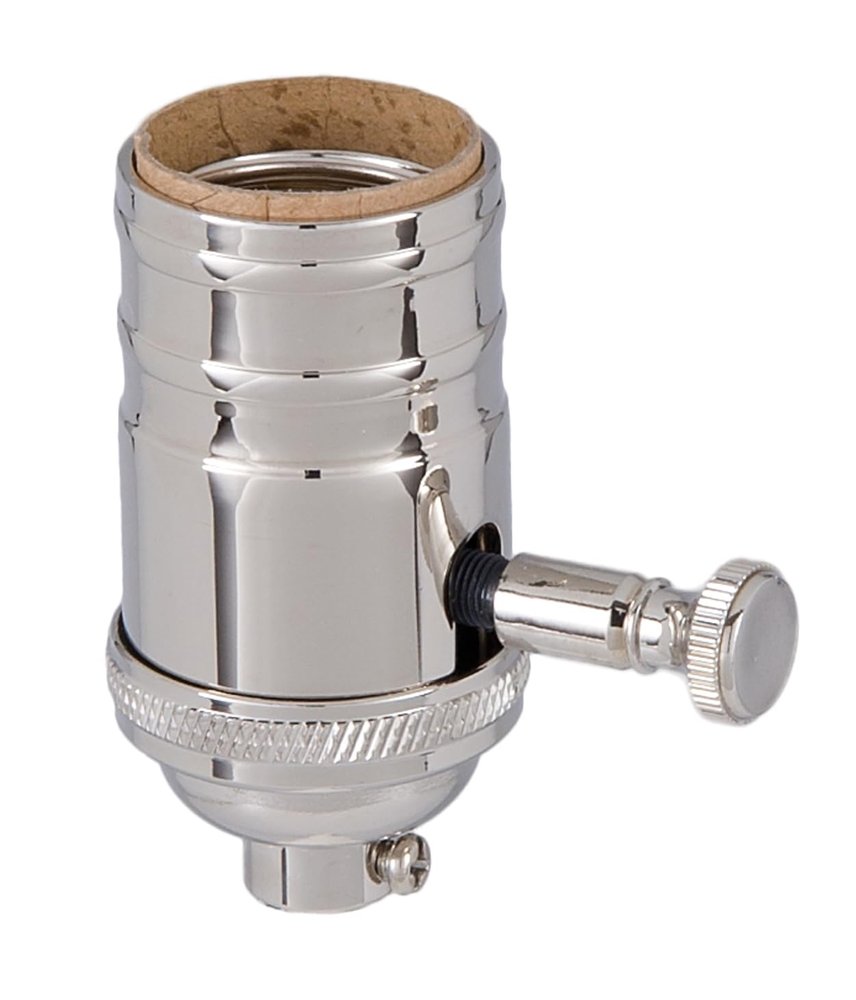 B&P Lamp Edison Size Full Dimmer Turned Socket in Nickel Finish