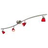 Direct-Lighting 4 Light Adjustable Track Light, Brushed Steel Finish, Red Glass Shade, Ready to Install, Bulb Included, D268-44C-BS-BRED view 1