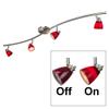 Direct-Lighting 4 Light Adjustable Track Light, Brushed Steel Finish, Red Glass Shade, Ready to Install, Bulb Included, D268-44C-BS-BRED view 2