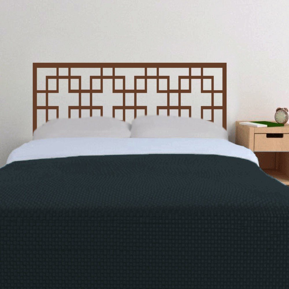 Squares Headboard Wall Decal Headboard Dorm Decor Headboard Wall Sticker Wall Graphic Vinyl Bedroom Wall Art Decor Medium,Brown)