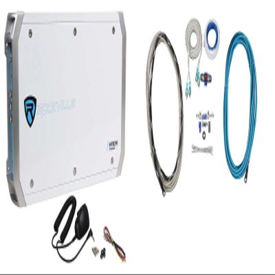 Rockville RXM-F4 4-Channel Marine Amplifier Bundle with RMWK4 V2 Wire Kit