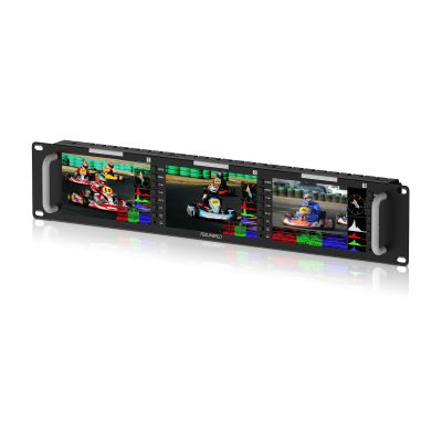FEELWORLD T51 Triple 5 Inch 2RU 800x400 Broadcast LCD Rack Mount Monitor with 3G-SDI HDMI AV Input and Output
