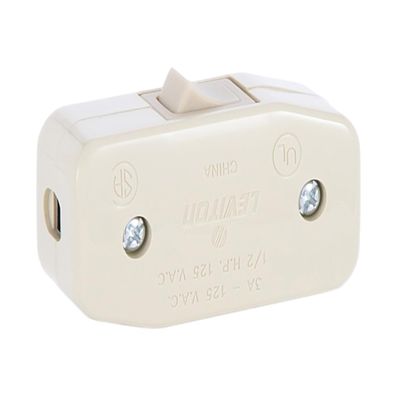 B&P Lamp Ivory, Heavy Duty Rocker Switch for Round Lamp Cord