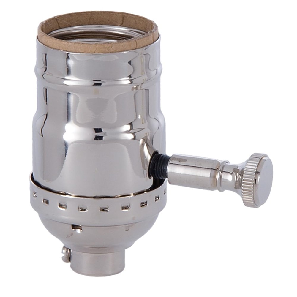 B&P Lamp Edison Size Full Dimmer Stamped Socket in Nickel Finish