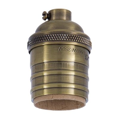 B&P Lamp Heavy Turned Brass Keyless Sockets, Antique Brrass Finish, Keyless (No Switch), No Uno Thread