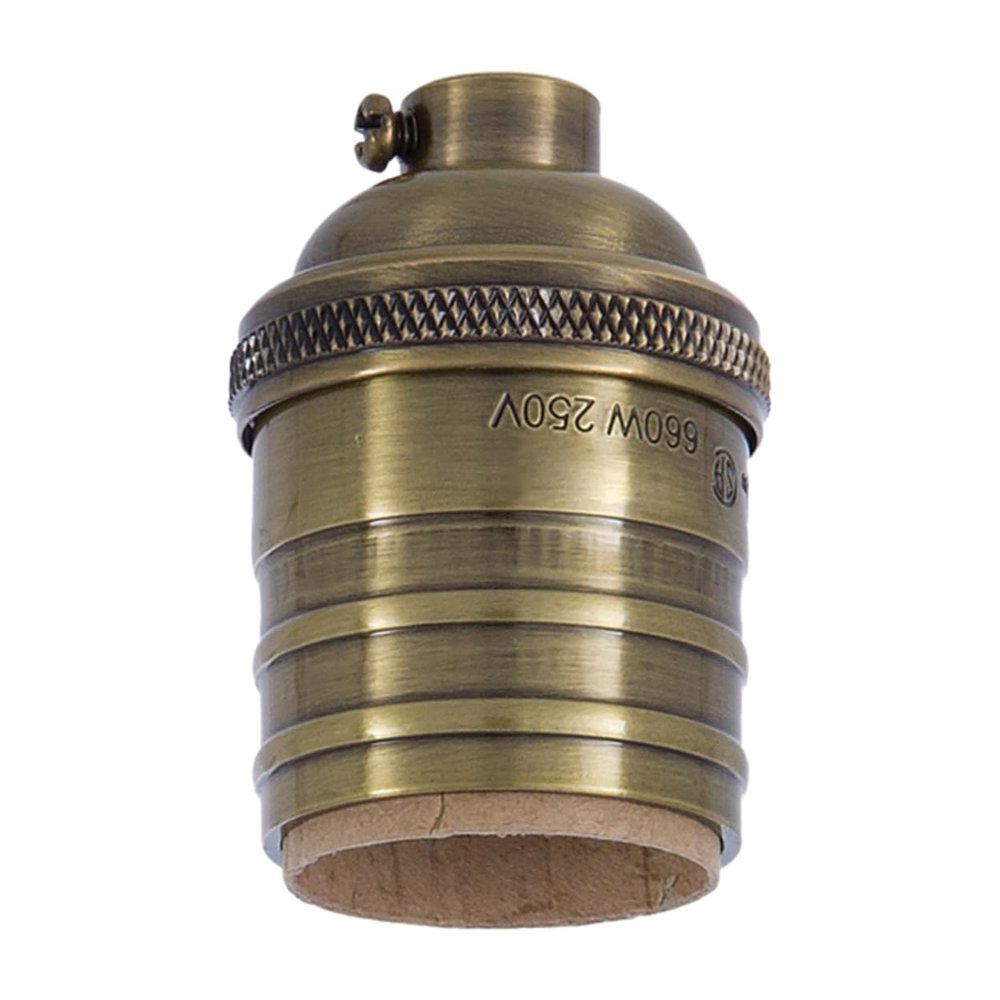 B&P Lamp Heavy Turned Brass Keyless Sockets, Antique Brrass Finish, Keyless (No Switch), No Uno Thread