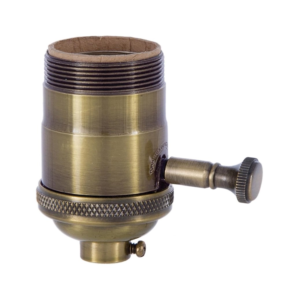 B&P Lamp Edison Size Full Dimmer Socket in Antique Brass with UNO Thread