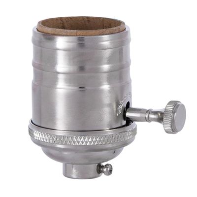 B&P Lamp 3-Way, Turned Brass Lamp Socket (E26) with Satin Nickel Finish, no UNO Thread