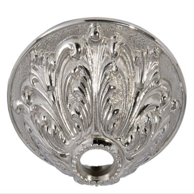 B&P Lamp Nickel Plated Finish Cast Brass Screw Collar Ceiling Light Canopy Plate
