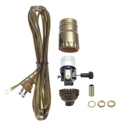 B&P Lamp Antique Brass Socket with Matching Cord Set and Basic Hardware