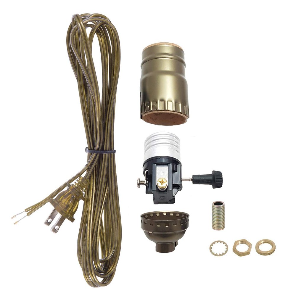B&P Lamp Antique Brass Socket with Matching Cord Set and Basic Hardware