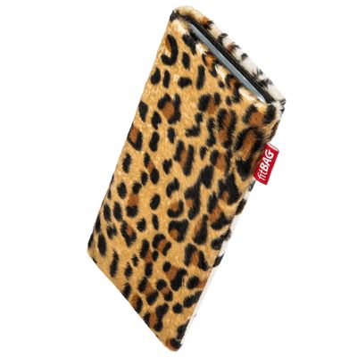 fitBAG Bonga Leopard Custom Tailored Sleeve for Samsung Galaxy A8 (2016). Fine Imitation Fur Pouch with Integrated Microfibre Lining for Display Cleaning