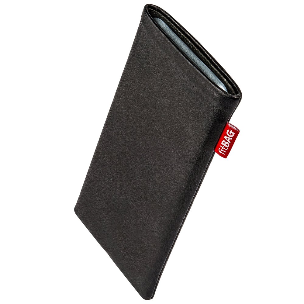 fitBAG Beat Black Custom Tailored Sleeve for LeEco LePro 3. Fine Nappa Leather Pouch with Integrated Microfibre Lining for Display Cleaning