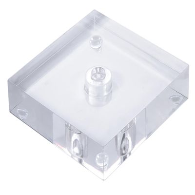 B&P Lamp 6 Inch Diameter Clear Square Acrylic Footed Lamp Base