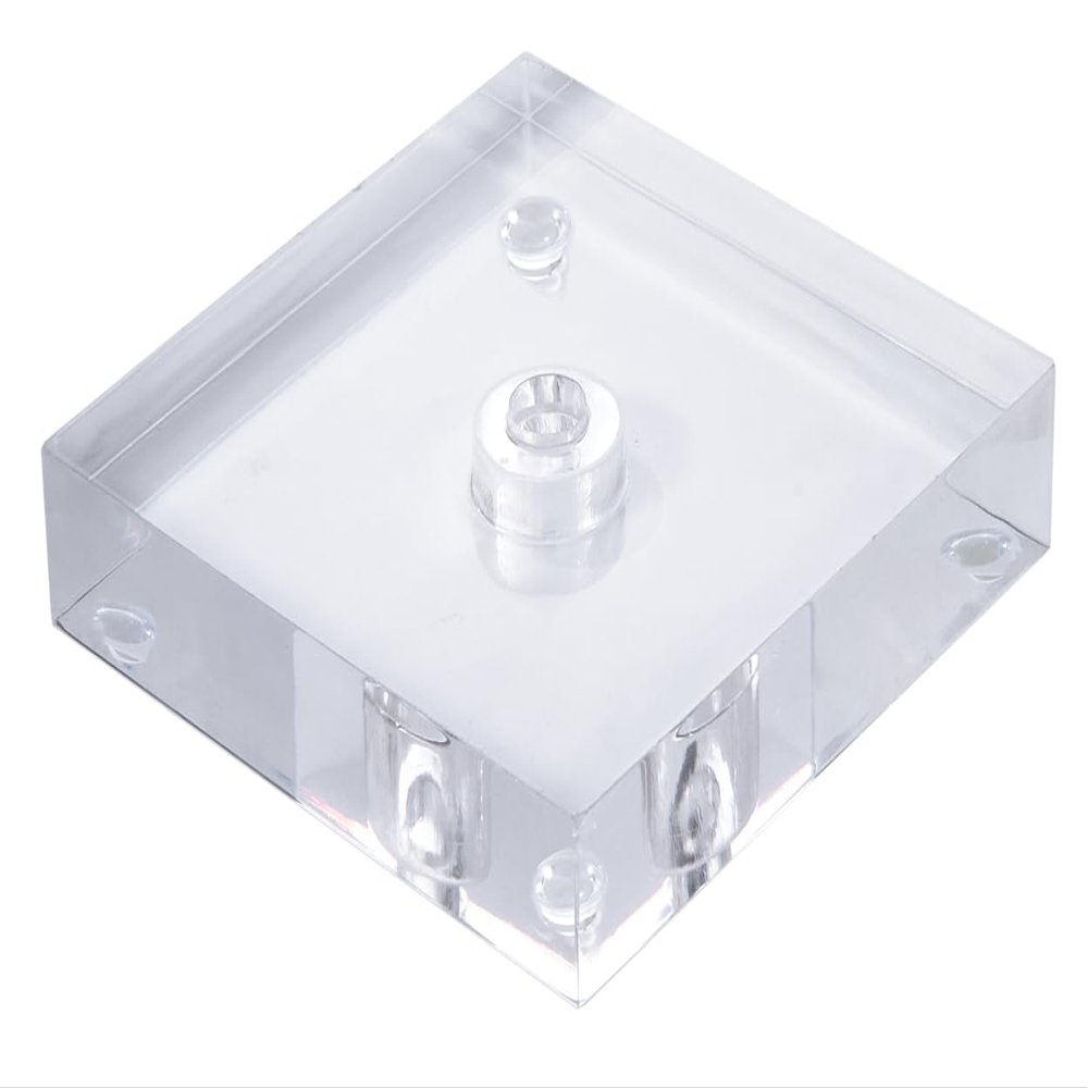 B&P Lamp 6 Inch Diameter Clear Square Acrylic Footed Lamp Base