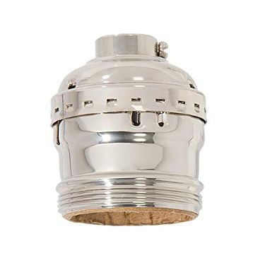 B&P Lamp Keyless Early Electric Style Lamp Socket, Nickel Plated Finish, Keyless (No Switch), Uno Thread Shell