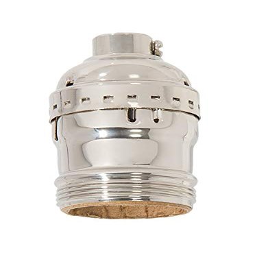 B&P Lamp Keyless Early Electric Style Lamp Socket, Nickel Plated Finish, Keyless (No Switch), Uno Thread Shell