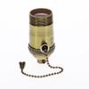 B&P Lamp Heavy Turned Brass Socket with Antique Brass Finish, On/Off Pull Chain Function, Uno Thread Shell view 3