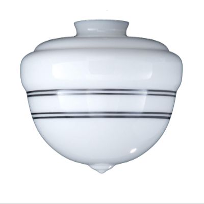 B&P Lamp 4" Fit, 10" Diameter, 8" Height, "Schoolhouse" Shade W/Black Band