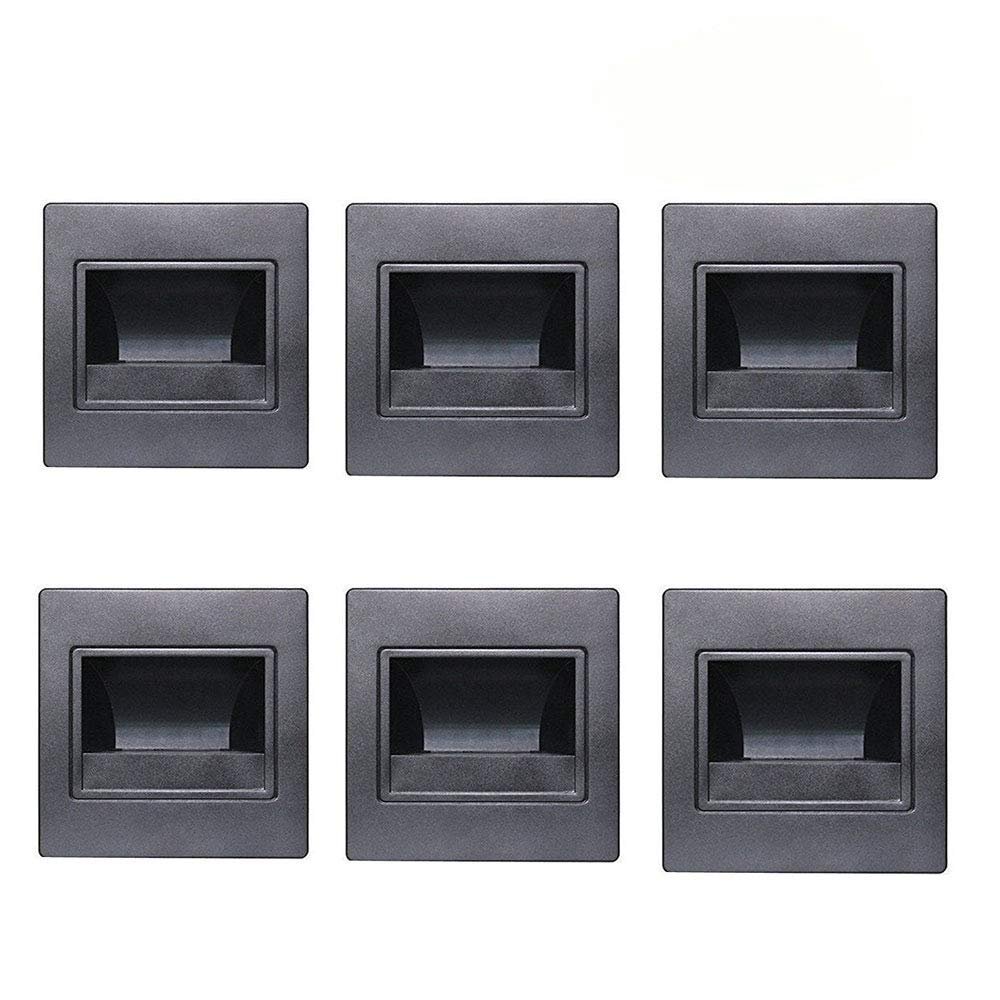 Dreamworth 6-Pack LED Corner Wall Lamp 85-265V Embedded LED Stairs Step Night Light Stair Wall Lighting for Hallway, Stairs, Closet, Bedroom and More (Cool White, Black Body)