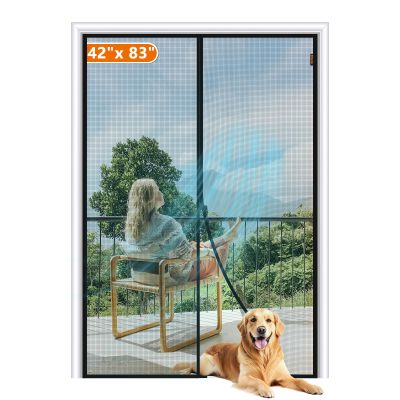 MAGZO Magnetic Screen Door Fits Door Size 42"x83", Hands-Free Mesh Gray