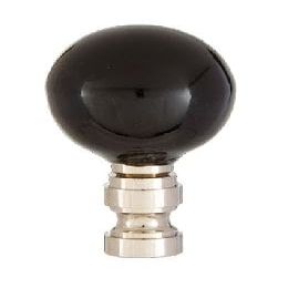 B&P Lamp Smooth Ceramic Design, Black Ball Finial, Solid Brass Nickel Plated Brass Base