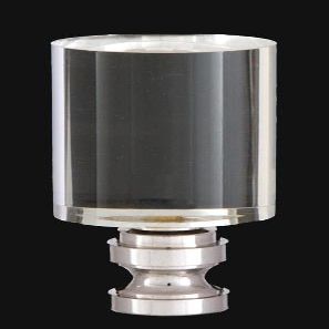 B&P Lamp Acrylic Cylinder Design, Clear Finial, Nickel Brass Base, 2-1/4 Inch Height, 1 Inch Diameter