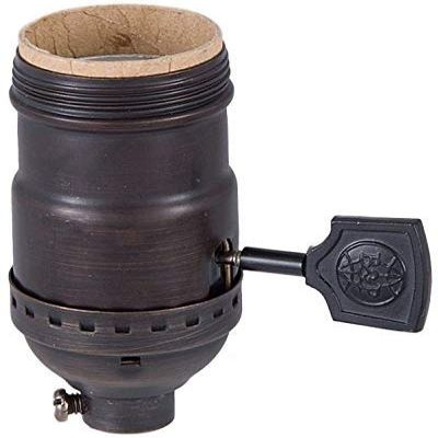 B&P Lamp Solid Brass Antique Bronze Finish Medium Base On/Off Socket with Flat Key