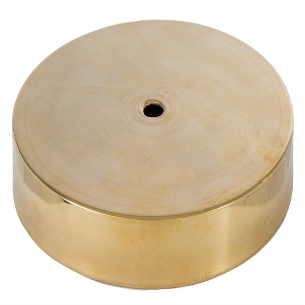 B&P Lamp Unfinished Brass Spun Brass Lamp Base, 5 Inch Diameter, Modern Style, No Wire Hole, 1/8F Center Hole
