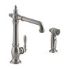 KOHLER Artifacts 2-hole kitchen sink faucet with 13-1/2" swing spout and matching finish two-function sidespray with Sweep and BerrySoft spray, Victorian spout design view 1