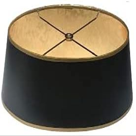 Upgradelights Black with Gold Shallow Oval 12 Inch Vintage Bouillotte Style Lampshade (Black with Gold)