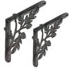 NACH Decorative Shelf Brackets, 2 Pack of 9 x 2.2 x 9 inch, Black Cast Iron Rustic Shelf Brackets - Metal Shelf Brackets for Wall - Rustic Tree Branch Shelf Bracket view 1