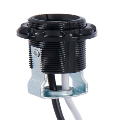 B&P Lamp E12 Candelabra Socket with External Threads, Ring, Hickey, and 12" Leads
