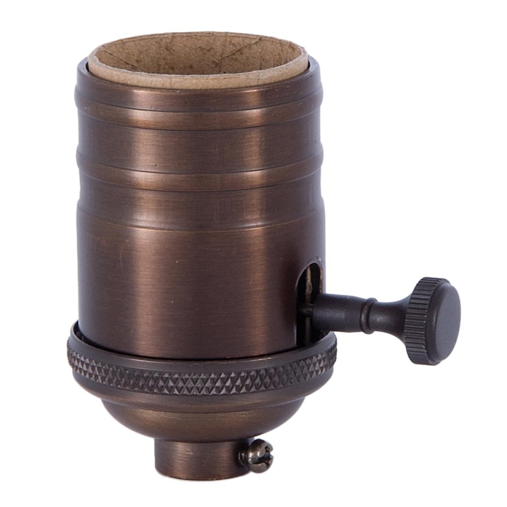 B&P Lamp 3-Way, Turned Brass Lamp Socket (E26) with Antique Bronze Finish, no UNO Thread