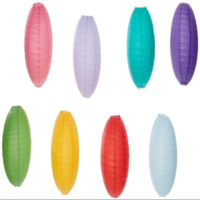 Charmed 12" assorted mix color paper lanterns with metal frame (8 pk)