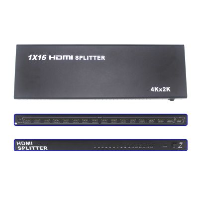 Optimal Shop 16 Port HDMI Splitter 1x16 Full HD 1080P HDMI 1.4 Splitter with Switcher Converter Support 4KX2K 3D Digital Audio Format-Black