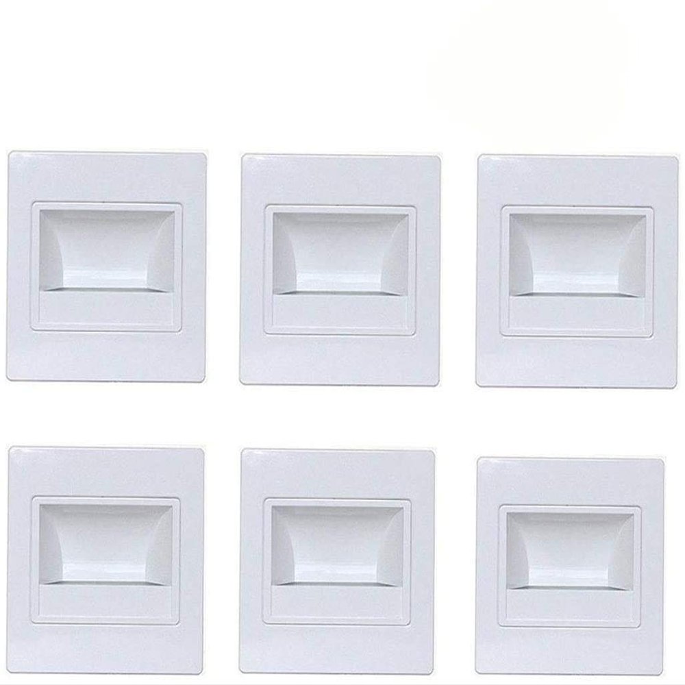 Dreamworth 6-Pack LED Corner Wall Lamp 85-265V Embedded LED Stairs Step Night Light Stair Wall Lighting for Hallway, Stairs, Closet, Bedroom and More (Cool White, White Body)