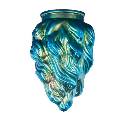B&P Lamp Blue Iridescent Art Glass Flame Pendant Shade