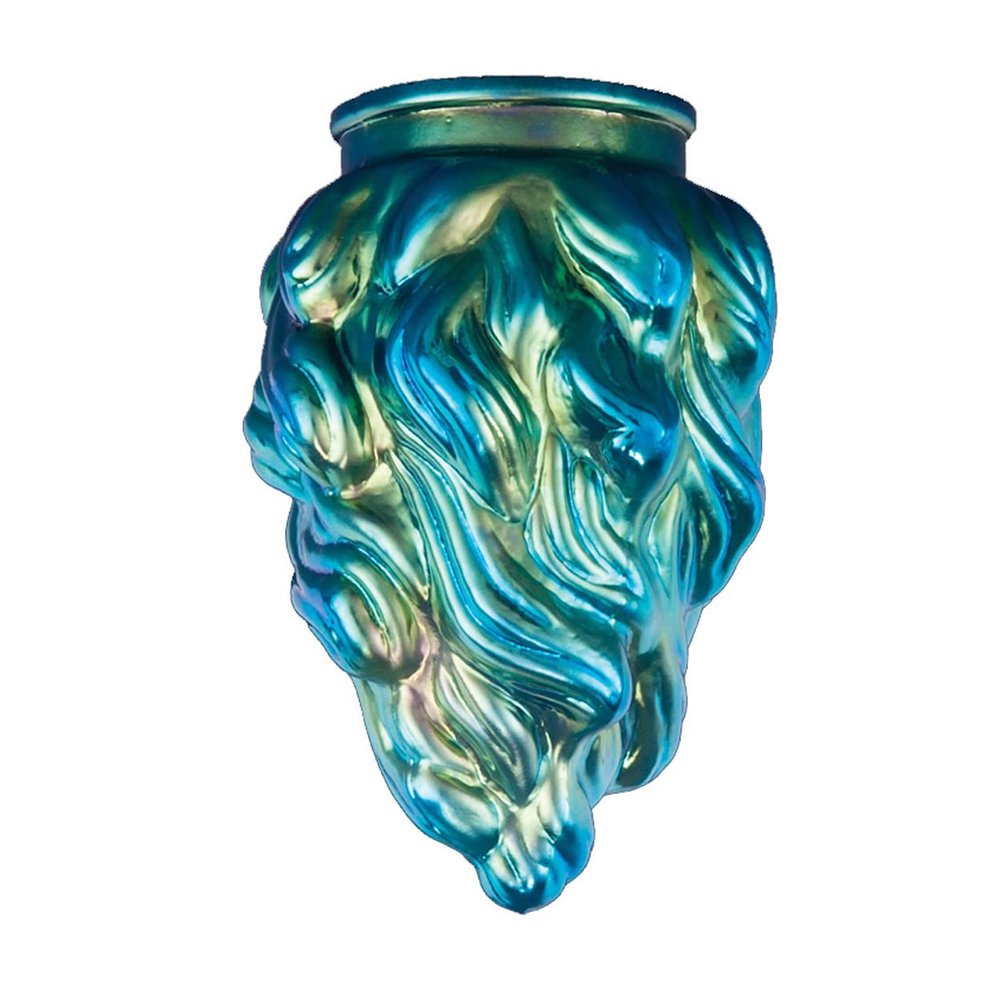 B&P Lamp Blue Iridescent Art Glass Flame Pendant Shade