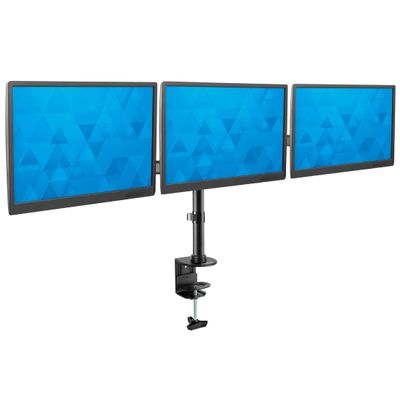 Mount-It! Triple Monitor Mount 3 Screen Desk Stand for LCD Computer Monitors for 19 20 22 23 24 27 Inch Monitors VESA 75 and 100 Compatible Full Motion, 54 lbs Capacity (MI-1753),Black