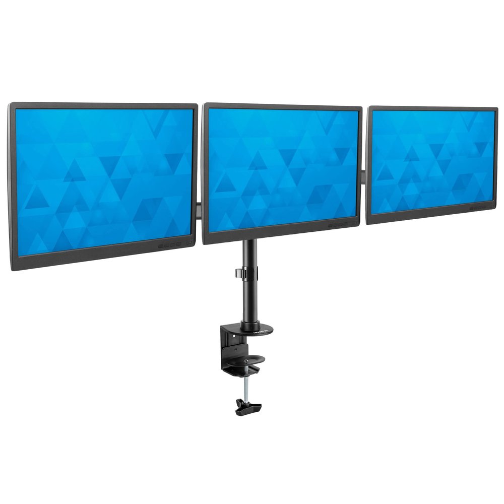 Mount-It! Triple Monitor Mount 3 Screen Desk Stand for LCD Computer Monitors for 19 20 22 23 24 27 Inch Monitors VESA 75 and 100 Compatible Full Motion, 54 lbs Capacity (MI-1753),Black