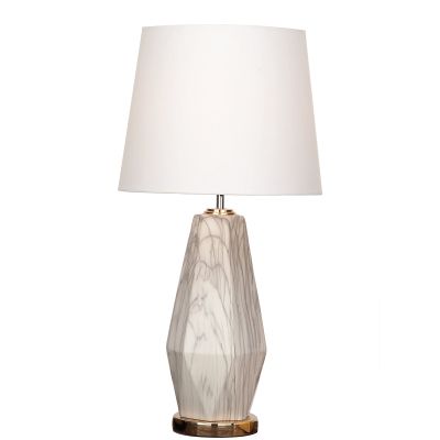 Urban Designs 7722706 Claudia Glazed Ceramic Diamond Shape Table Lamp Ivory
