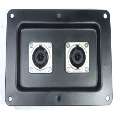 One Black Metal Speaker Jack Plate w/ 2 Genuine Neutrik SpeakOn NL8MPRXX Connector