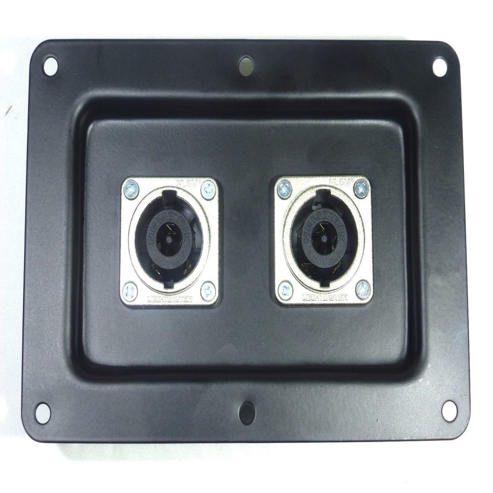 One Black Metal Speaker Jack Plate w/ 2 Genuine Neutrik SpeakOn NL8MPRXX Connector